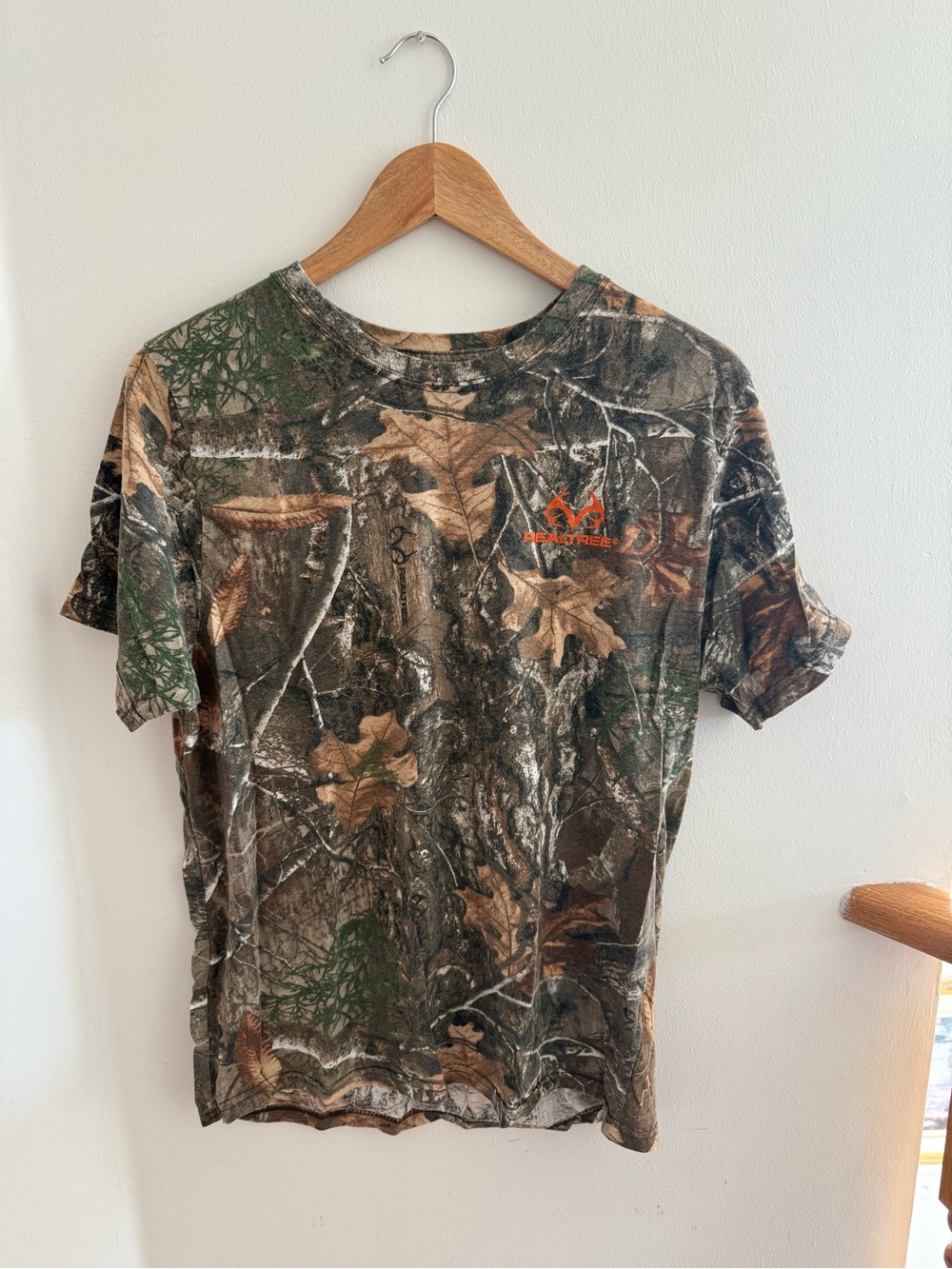 Realtree Short Sleeve Camo Tee with Orange Logo